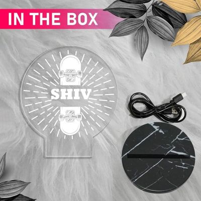 3D Illusion Skateboard Night Light Lamp with Automatic Color Changing Light Customized with Name Birthday Gifts for Kids Gift for Skateboard Player
